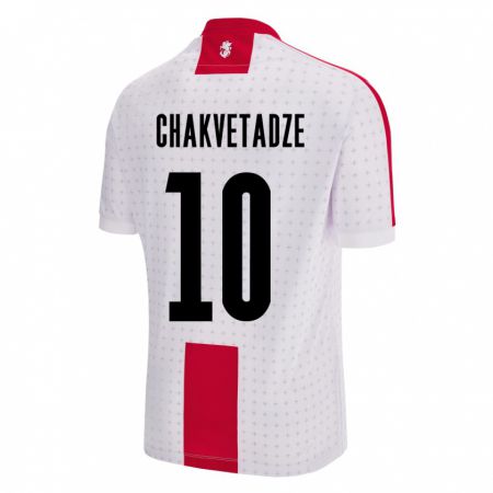 Kandiny Enfant Maillot Géorgie Giorgi Chakvetadze #10 Blanc Tenues Domicile 24-26 T-Shirt