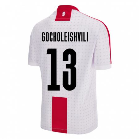 Kandiny Enfant Maillot Géorgie Giorgi Gocholeishvili #13 Blanc Tenues Domicile 24-26 T-Shirt