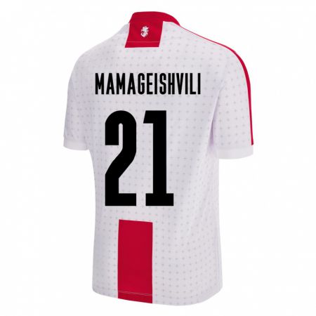 Kandiny Enfant Maillot Géorgie Otar Mamageishvili #21 Blanc Tenues Domicile 24-26 T-Shirt