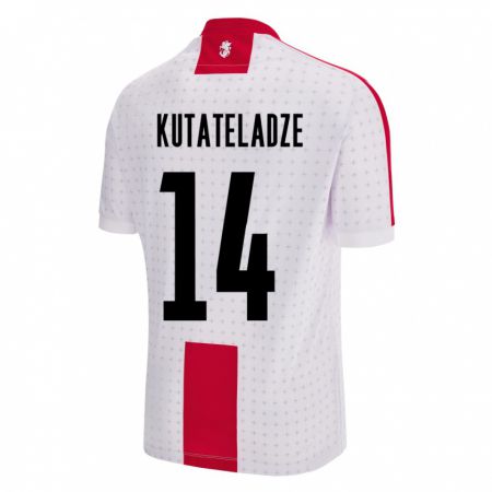 Kandiny Enfant Maillot Géorgie Alexandre Kutateladze #14 Blanc Tenues Domicile 24-26 T-Shirt