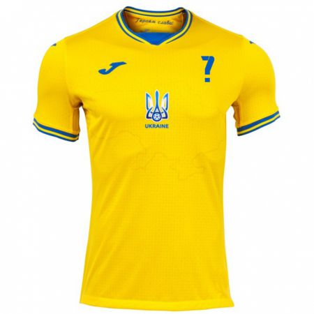 Kandiny Enfant Maillot Ukraine Anton Tsarenko #0 Jaune Tenues Domicile 24-26 T-Shirt