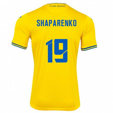 Kandiny Enfant Maillot Ukraine Mykola Shaparenko #19 Jaune Tenues Domicile 24-26 T-Shirt