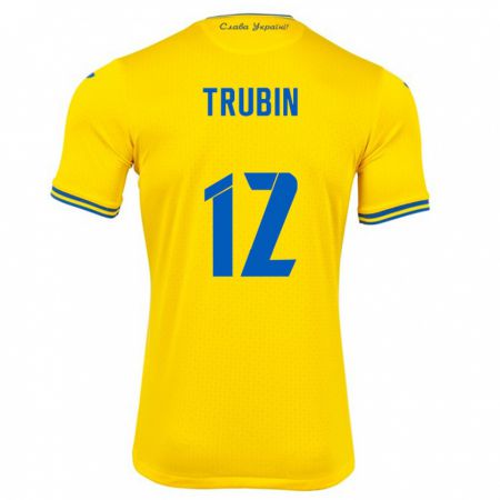 Kandiny Enfant Maillot Ukraine Anatoliy Trubin #12 Jaune Tenues Domicile 24-26 T-Shirt