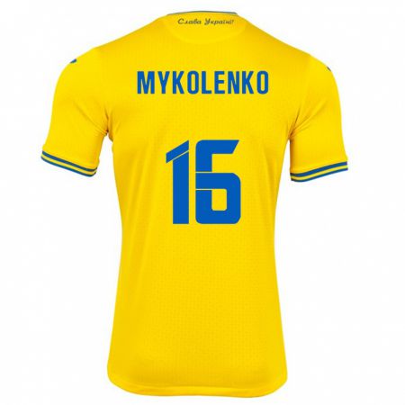 Kandiny Enfant Maillot Ukraine Vitaliy Mykolenko #16 Jaune Tenues Domicile 24-26 T-Shirt