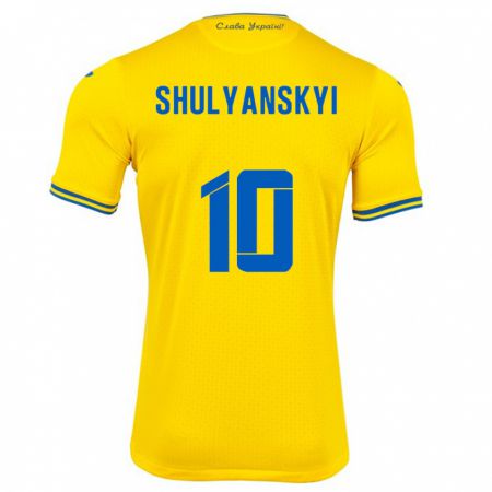 Kandiny Enfant Maillot Ukraine Artem Shulyanskyi #10 Jaune Tenues Domicile 24-26 T-Shirt