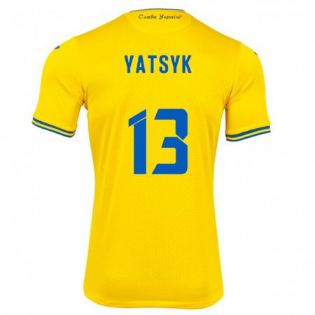 Kandiny Enfant Maillot Ukraine Oleksandr Yatsyk #13 Jaune Tenues Domicile 24-26 T-Shirt