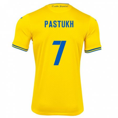 Kandiny Enfant Maillot Ukraine Yevgeniy Pastukh #7 Jaune Tenues Domicile 24-26 T-Shirt