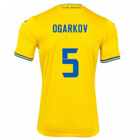 Kandiny Enfant Maillot Ukraine Mykola Ogarkov #5 Jaune Tenues Domicile 24-26 T-Shirt