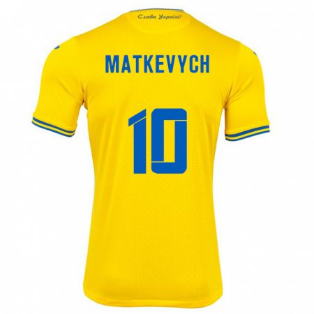 Kandiny Enfant Maillot Ukraine Andriy Matkevych #10 Jaune Tenues Domicile 24-26 T-Shirt
