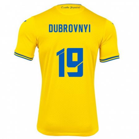 Kandiny Enfant Maillot Ukraine Mykhaylo Dubrovnyi #19 Jaune Tenues Domicile 24-26 T-Shirt