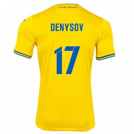 Kandiny Enfant Maillot Ukraine Ivan Denysov #17 Jaune Tenues Domicile 24-26 T-Shirt