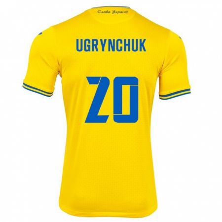 Kandiny Enfant Maillot Ukraine Artem Ugrynchuk #20 Jaune Tenues Domicile 24-26 T-Shirt