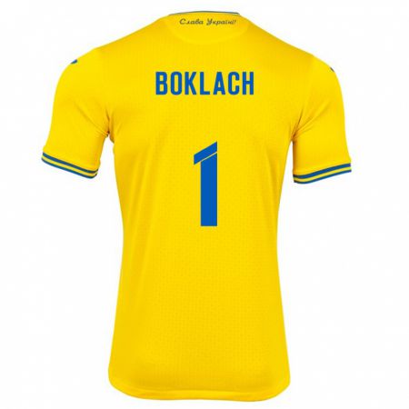 Kandiny Enfant Maillot Ukraine Kateryna Boklach #1 Jaune Tenues Domicile 24-26 T-Shirt