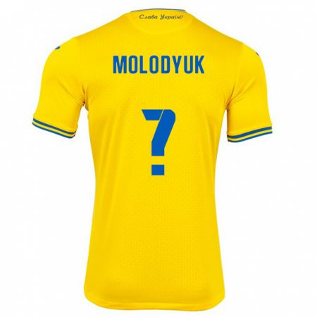 Kandiny Enfant Maillot Ukraine Yelyzaveta Molodyuk #0 Jaune Tenues Domicile 24-26 T-Shirt