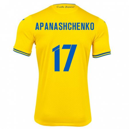 Kandiny Enfant Maillot Ukraine Daryna Apanashchenko #17 Jaune Tenues Domicile 24-26 T-Shirt