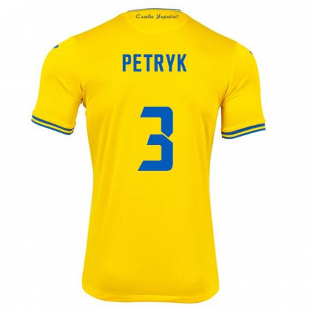 Kandiny Enfant Maillot Ukraine Anna Petryk #3 Jaune Tenues Domicile 24-26 T-Shirt