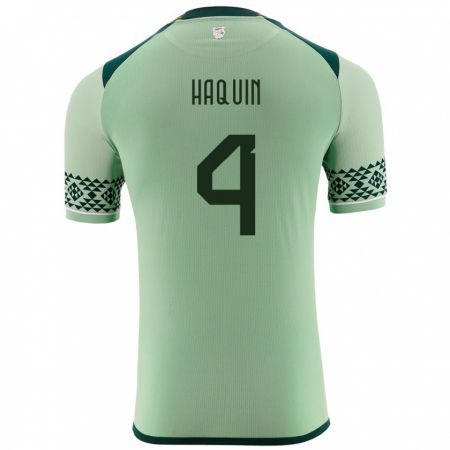 Kandiny Enfant Maillot Bolivie Luis Haquín #4 Vert Clair Tenues Domicile 24-26 T-Shirt