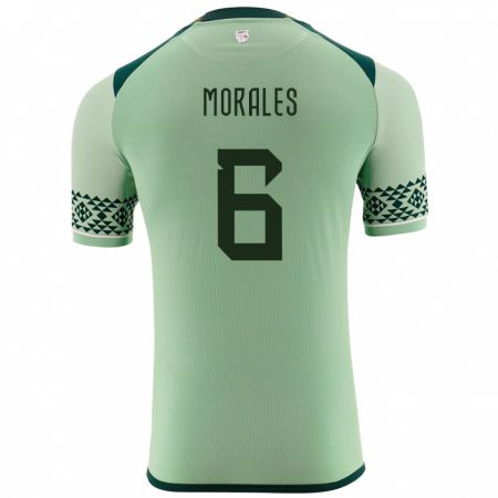 Kandiny Enfant Maillot Bolivie Efraín Morales #6 Vert Clair Tenues Domicile 24-26 T-Shirt