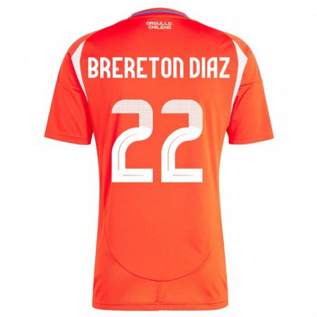 Kandiny Enfant Maillot Chili Ben Brereton Díaz #22 Rouge Tenues Domicile 24-26 T-Shirt