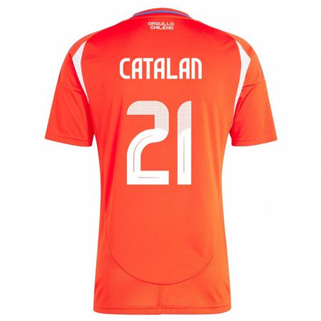 Kandiny Enfant Maillot Chili Matías Catalán #21 Rouge Tenues Domicile 24-26 T-Shirt