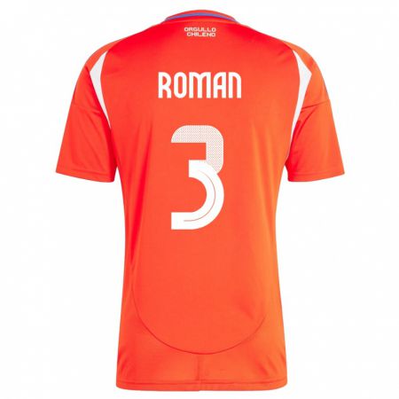 Kandiny Enfant Maillot Chili Iván Román #3 Rouge Tenues Domicile 24-26 T-Shirt