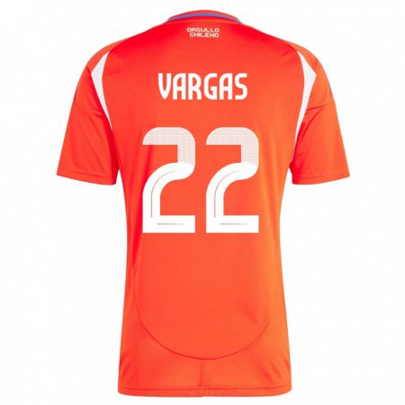 Kandiny Enfant Maillot Chili Diego Vargas #22 Rouge Tenues Domicile 24-26 T-Shirt