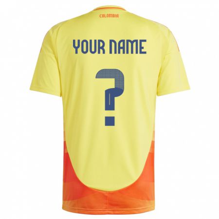 Kandiny Enfant Maillot Colombie Votre Nom #0 Jaune Tenues Domicile 24-26 T-Shirt