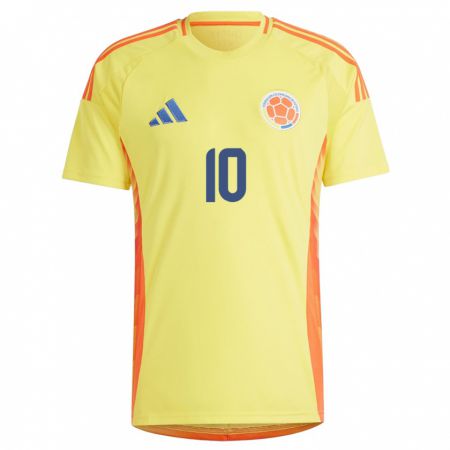 Kandiny Enfant Maillot Colombie Daniel Ruiz Rivera #10 Jaune Tenues Domicile 24-26 T-Shirt