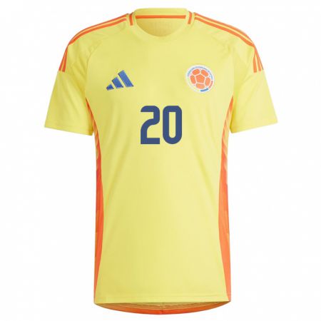 Kandiny Enfant Maillot Colombie Mónica Ramos #20 Jaune Tenues Domicile 24-26 T-Shirt