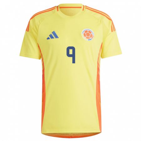 Kandiny Enfant Maillot Colombie Gabriela Rodríguez #9 Jaune Tenues Domicile 24-26 T-Shirt