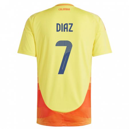 Kandiny Enfant Maillot Colombie Luis Díaz #7 Jaune Tenues Domicile 24-26 T-Shirt