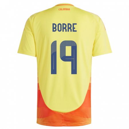 Kandiny Enfant Maillot Colombie Rafael Borré #19 Jaune Tenues Domicile 24-26 T-Shirt