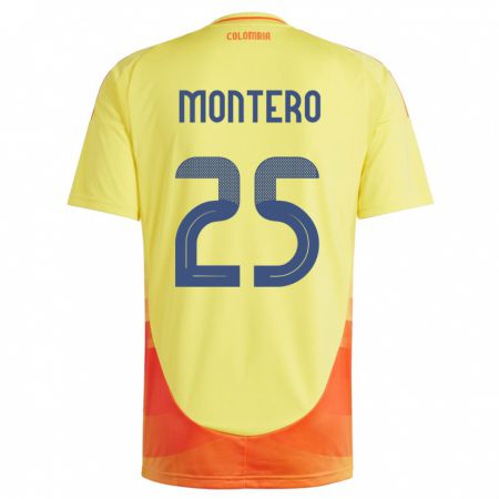 Kandiny Enfant Maillot Colombie Álvaro Montero #25 Jaune Tenues Domicile 24-26 T-Shirt