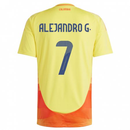 Kandiny Enfant Maillot Colombie Alejandro García #7 Jaune Tenues Domicile 24-26 T-Shirt