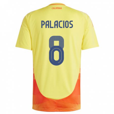 Kandiny Enfant Maillot Colombie Brahian Palacios #8 Jaune Tenues Domicile 24-26 T-Shirt