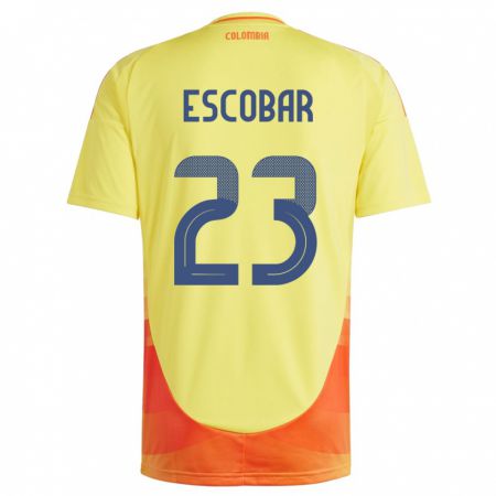 Kandiny Enfant Maillot Colombie Josen Escobar #23 Jaune Tenues Domicile 24-26 T-Shirt