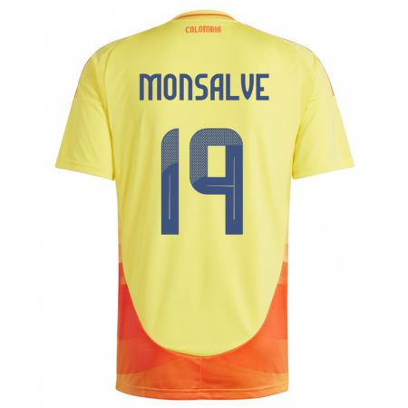 Kandiny Enfant Maillot Colombie Miguel Monsalve #19 Jaune Tenues Domicile 24-26 T-Shirt