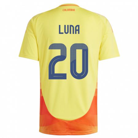 Kandiny Enfant Maillot Colombie Daniel Luna #20 Jaune Tenues Domicile 24-26 T-Shirt