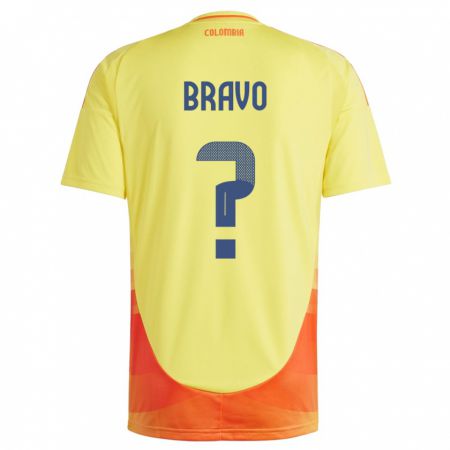 Kandiny Enfant Maillot Colombie Pedro Bravo #0 Jaune Tenues Domicile 24-26 T-Shirt