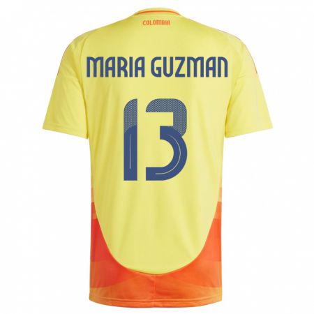 Kandiny Enfant Maillot Colombie Ana María Guzmán #13 Jaune Tenues Domicile 24-26 T-Shirt