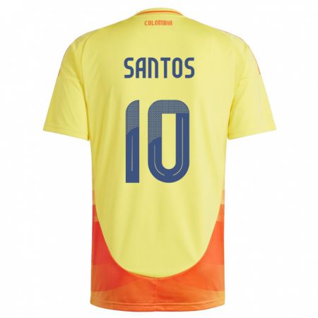 Kandiny Enfant Maillot Colombie Leicy Santos #10 Jaune Tenues Domicile 24-26 T-Shirt