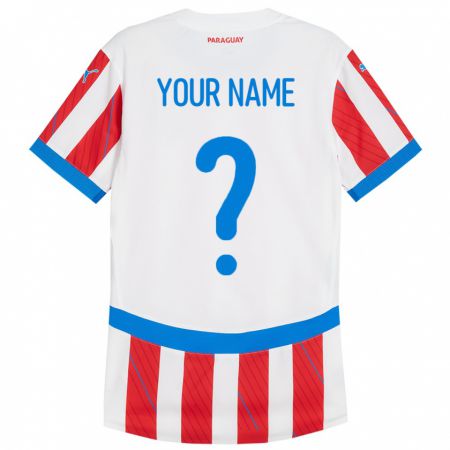 Kandiny Enfant Maillot Paraguay Votre Nom #0 Blanc Rouge Tenues Domicile 24-26 T-Shirt