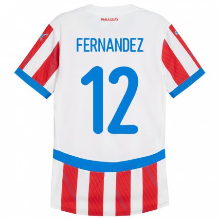 Kandiny Enfant Maillot Paraguay Gatito Fernández #12 Blanc Rouge Tenues Domicile 24-26 T-Shirt