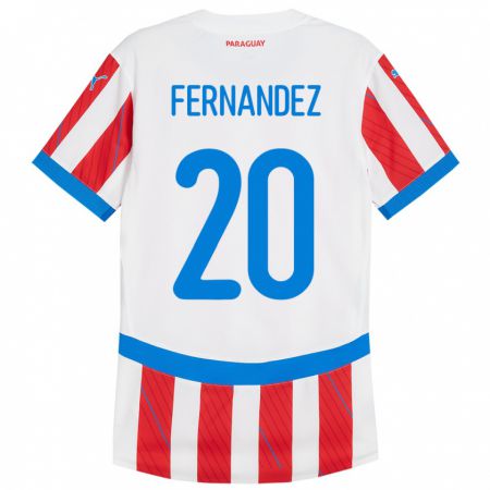 Kandiny Enfant Maillot Paraguay Marcelo Fernández #20 Blanc Rouge Tenues Domicile 24-26 T-Shirt