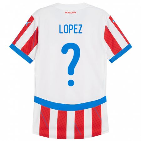 Kandiny Enfant Maillot Paraguay Rodrigo López #0 Blanc Rouge Tenues Domicile 24-26 T-Shirt