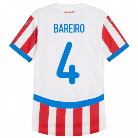 Kandiny Enfant Maillot Paraguay Daysy Bareiro #4 Blanc Rouge Tenues Domicile 24-26 T-Shirt