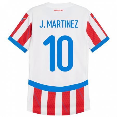 Kandiny Enfant Maillot Paraguay Jessica Martínez #10 Blanc Rouge Tenues Domicile 24-26 T-Shirt