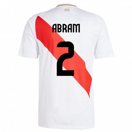 Kandiny Enfant Maillot Pérou Luis Abram #2 Blanc Tenues Domicile 24-26 T-Shirt