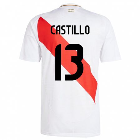 Kandiny Enfant Maillot Pérou Jesús Castillo #13 Blanc Tenues Domicile 24-26 T-Shirt