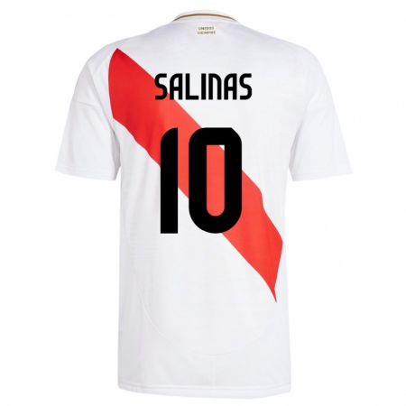 Kandiny Enfant Maillot Pérou Thiago Salinas #10 Blanc Tenues Domicile 24-26 T-Shirt